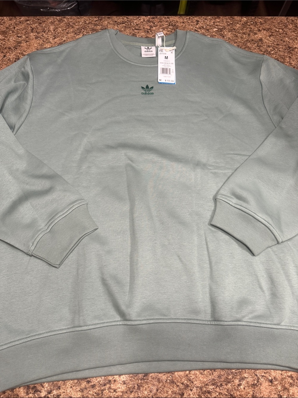 NWT adidas Crewneck Sweatshirt Silver Green Oversized Medium